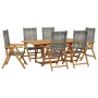 Set de comedor de jardín 7 pzas ratán PE madera acacia gris