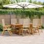 Set de comedor de jardín 7 pzas ratán PE madera maciza beige