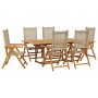 Set de comedor de jardín 7 pzas ratán PE madera maciza beige