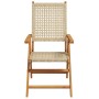 Set de comedor de jardín 7 pzas ratán PE madera maciza beige