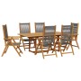 Set de comedor jardín 7 pzas polipropileno madera maciza gris