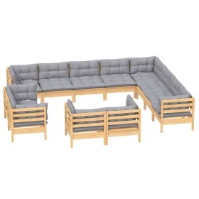 Gartenmöbel-Set 12-teilig und Kissen aus massivem Kiefernholz von vidaXL, Gartensets - Ref: Foro24-3096946, Preis: 966,43 €, ...