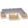 14-teiliges Gartenmöbel-Set und Kissen aus massivem Kiefernholz von vidaXL, Gartensets - Ref: Foro24-3096964, Preis: 1,00 €, ...