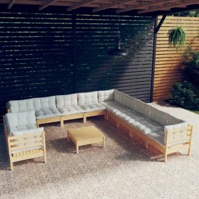 Garden furniture 12 pieces and cushions solid pine wood by vidaXL, Garden sets - Ref: Foro24-3096929, Price: 933,70 €, Discou...