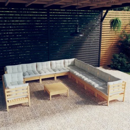 Muebles de jardín 12 piezas y cojines madera maciza de pino de vidaXL, Conjuntos de jardín - Ref: Foro24-3096929, Precio: 982...