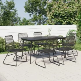 7-piece black PVC rattan garden dining set by vidaXL, Garden sets - Ref: Foro24-3060270, Price: 492,19 €, Discount: %