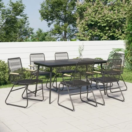 7-teiliges Garten-Essset Rattan PVC schwarz von vidaXL, Gartensets - Ref: Foro24-3060270, Preis: 491,28 €, Rabatt: %