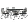 7-teiliges Garten-Essset Rattan PVC schwarz von vidaXL, Gartensets - Ref: Foro24-3060270, Preis: 497,88 €, Rabatt: %