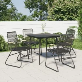 Garden dining set 5 pieces black PVC rattan by vidaXL, Garden sets - Ref: Foro24-3060268, Price: 326,08 €, Discount: %