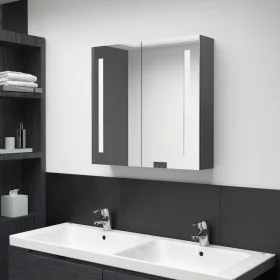 Bathroom cabinet with mirror and LED gray 62x14x60 cm by vidaXL, bathroom vanities - Ref: Foro24-326520, Price: 102,78 €, Dis...