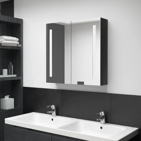 Bathroom cabinet with LED mirror glossy black 62x14x60 cm by vidaXL, bathroom vanities - Ref: Foro24-326519, Price: 104,37 €,...