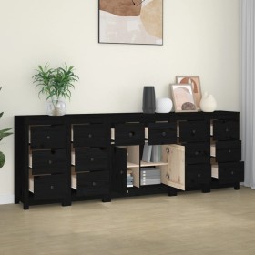 Aparador de madera maciza de pino negro 230 x 35 x 80 cm de vidaXL, Aparadores - Ref: Foro24-3114093, Precio: 406,06 €, Descu...