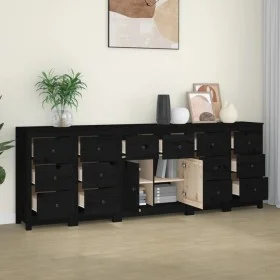 Sideboard aus massivem Kiefernholz schwarz 230 x 35 x 80 cm von vidaXL, Sideboards - Ref: Foro24-3114093, Preis: 400,74 €, Ra...