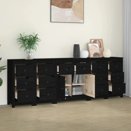 Aparador de madera maciza de pino negro 230 x 35 x 80 cm de vidaXL, Aparadores - Ref: Foro24-3114093, Precio: 400,70 €, Descu...