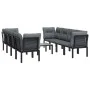Garden furniture set 9 pieces black and gray synthetic rattan by vidaXL, Garden sets - Ref: Foro24-3187735, Price: 458,12 €, ...