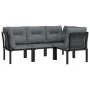 Set de muebles de jardín 4 piezas ratán sintético negro y gris de vidaXL, Conjuntos de jardín - Ref: Foro24-3187751, Precio: ...