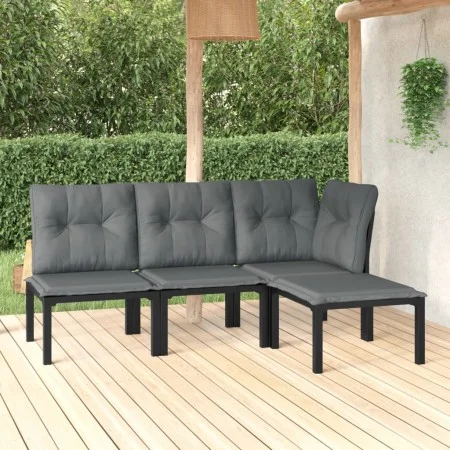 Garden furniture set 4 pieces black and gray synthetic rattan by vidaXL, Garden sets - Ref: Foro24-3187743, Price: 173,22 €, ...