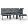 Set de muebles de jardín 4 piezas ratán sintético negro y gris de vidaXL, Conjuntos de jardín - Ref: Foro24-3187743, Precio: ...