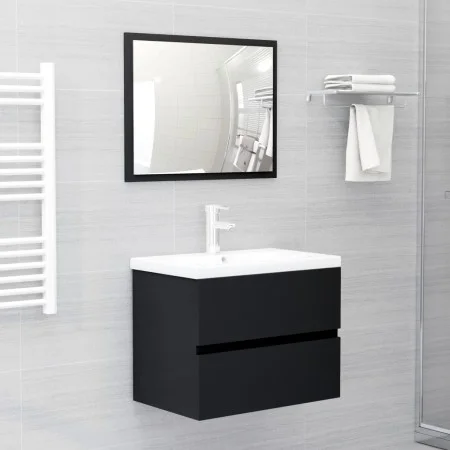 Schwarzes Badezimmermöbelset aus Holzwerkstoff von vidaXL, Badezimmermöbel - Ref: Foro24-3071586, Preis: 158,32 €, Rabatt: %