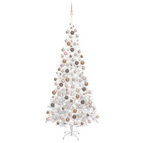 Árbol de Navidad artificial con luces y bolas blanco 240 cm