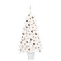 Árbol de Navidad preiluminado con luces y bolas blanco 90 cm