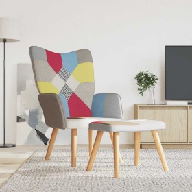 Silla de relajación con reposapiés tela patchwork