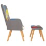 Silla de relajación con reposapiés tela patchwork