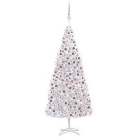 Árbol de Navidad preiluminado con luces y bolas blanco 500 cm