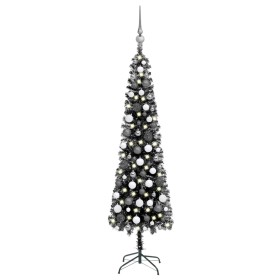 Árbol de Navidad delgado con LEDs y bolas negro 150 cm de vidaXL, Arboles de navidad - Ref: Foro24-3078112, Precio: 45,33 €, ...