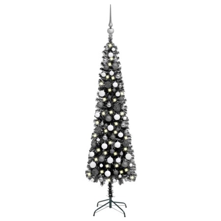 Schlanker Weihnachtsbaum mit LEDs und Kugeln schwarz 150 cm von vidaXL, Weihnachtsbäume - Ref: Foro24-3078112, Preis: 45,33 €...