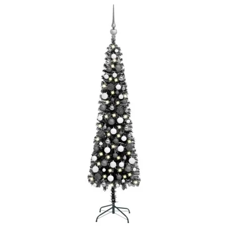 Slim Christmas tree with LEDs and balls black 150 cm by vidaXL, Christmas trees - Ref: Foro24-3078112, Price: 45,38 €, Discou...