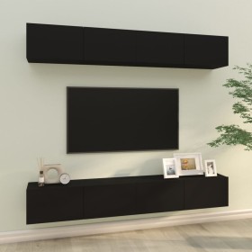 Muebles de TV 4 piezas negro 100x30x30 cm