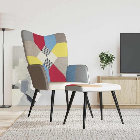 Silla de relax con taburete tela patchwork