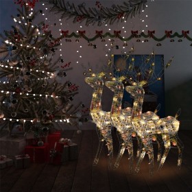 Adorno de renos de Navidad acrílico multicolor 3 uds 120 cm