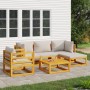 Gartenmöbel-Set 6-teilig Kissen aus Massivholz und hellgrau von vidaXL, Gartensets - Ref: Foro24-3155280, Preis: 646,56 €, Ra...