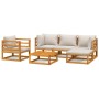 Gartenmöbel-Set 6-teilig Kissen aus Massivholz und hellgrau von vidaXL, Gartensets - Ref: Foro24-3155280, Preis: 646,56 €, Ra...