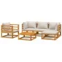 Set muebles de jardín 6 pzas madera maciza y cojines gris claro de vidaXL, Conjuntos de jardín - Ref: Foro24-3155280, Precio:...