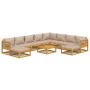Set muebles jardín 11 pzas madera maciza y cojines gris taupé de vidaXL, Conjuntos de jardín - Ref: Foro24-3155262, Precio: 1...