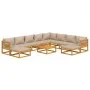 Set muebles jardín 11 pzas madera maciza y cojines gris taupé de vidaXL, Conjuntos de jardín - Ref: Foro24-3155262, Precio: 1...
