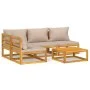 Gartenmöbel-Set 5-teilig aus Massivholz und taupegrauen Kissen von vidaXL, Gartensets - Ref: Foro24-3155271, Preis: 553,38 €,...