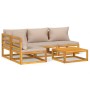 Gartenmöbel-Set 5-teilig aus Massivholz und taupegrauen Kissen von vidaXL, Gartensets - Ref: Foro24-3155271, Preis: 533,04 €,...