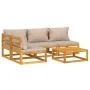Gartenmöbel-Set 5-teilig aus Massivholz und taupegrauen Kissen von vidaXL, Gartensets - Ref: Foro24-3155271, Preis: 553,38 €,...