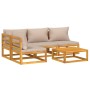 Gartenmöbel-Set 5-teilig aus Massivholz und taupegrauen Kissen von vidaXL, Gartensets - Ref: Foro24-3155271, Preis: 533,04 €,...