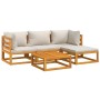Gartenmöbel-Set 5-teilig aus Massivholz und hellgrauen Kissen von vidaXL, Gartensets - Ref: Foro24-3155279, Preis: 510,54 €, ...