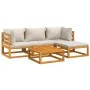 Set muebles de jardín 5 pzas madera maciza y cojines gris claro de vidaXL, Conjuntos de jardín - Ref: Foro24-3155279, Precio:...