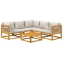 Gartenmöbel-Set 6-teilig aus Massivholz und hellgrauen Kissen von vidaXL, Gartensets - Ref: Foro24-3155288, Preis: 646,73 €, ...