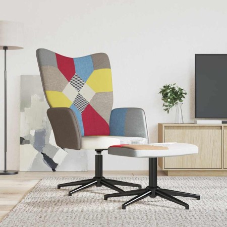 Silla de relax con taburete tela patchwork