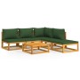 Gartenmöbel-Set 6-teilig Massivholz und grüne Kissen von vidaXL, Gartensets - Ref: Foro24-3155330, Preis: 555,43 €, Rabatt: %