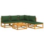 Gartenmöbel-Set 6-teilig Massivholz und grüne Kissen von vidaXL, Gartensets - Ref: Foro24-3155330, Preis: 555,43 €, Rabatt: %