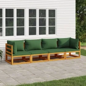 Gartenmöbel-Set 4-teilig aus Massivholz und grünen Kissen von vidaXL, Gartensets - Ref: Foro24-3155315, Preis: 470,12 €, Raba...